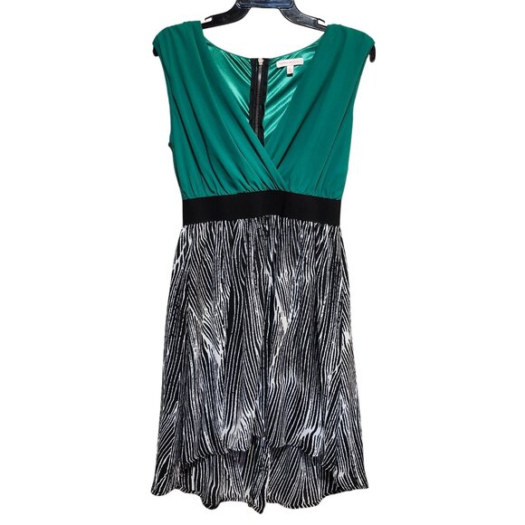 Margo & Sebastian Women's Medium Zebra Print Dress Elastic Waist Exposed Zipper - Picture 9 of 10